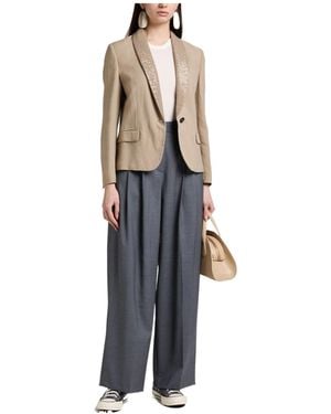 Brunello Cucinelli Long-Sleeved Suit Jacket - Blue