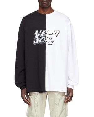 we11done Round Collar Colour Matching Long-Sleeved T-Shirt - Blue