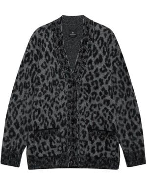 Anine Bing Pattern Button-Up Cardigan - Black