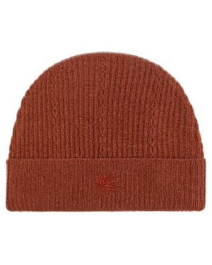 Etro Logo Embroidered Knitted Beanie - Brown