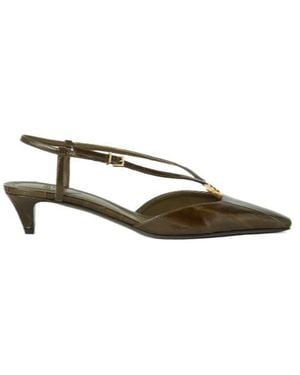 Fendi Ffold Square-Toe Slingback Court Shoes - Brown