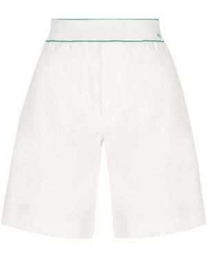 Bottega Veneta Contrast Stitched Logo Embroidered Shorts - White
