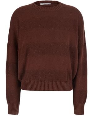 Brunello Cucinelli Ribbed Trim Jumper - Brown