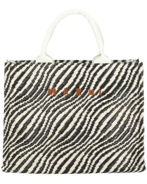 Marni Logo Embroidered Tote Bag - Multicolour