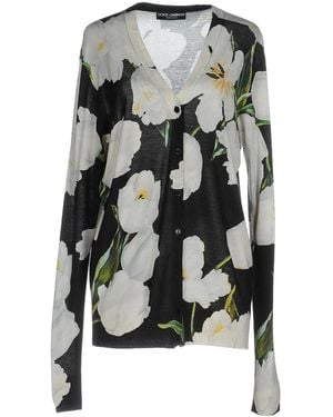 Dolce & Gabbana Printed Lightweight Knit Cardigan - Gray