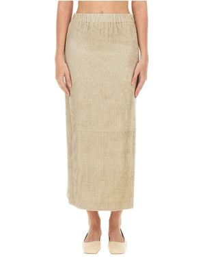 Alysi Elasticated Waistband Striped Midi Skirt - Natural