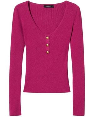 Twinset Ribbed-Knit Sweater - Pink