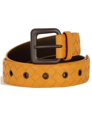 Bottega Veneta Knit Buckle Ring Hole Eye Belt - Orange