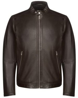 BOSS Long-Sleeve Leather Jacket - Black