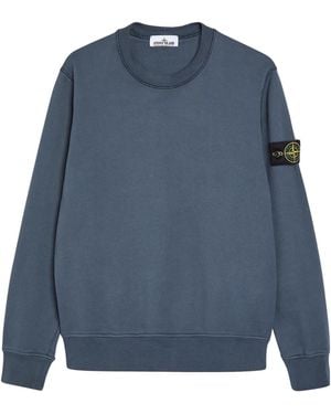 Stone Island Badge Crew Cotton Sweatshirt - Blue