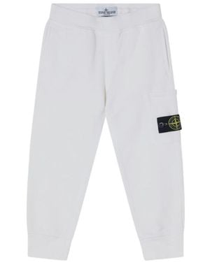 Stone Island Junior Compass-Badge Straight Leg Track Pants - White