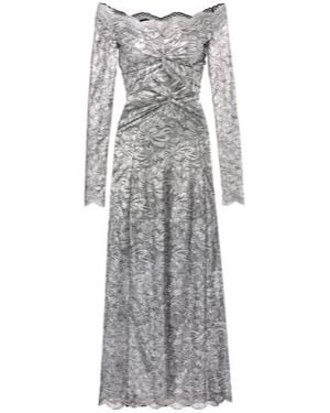 Rabanne Metallic-Effect Lace Maxi Dress - Grey