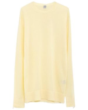 TOTEME Totême Crewneck Long-Sleeved Knitted T-Shirt - Yellow