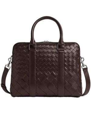 Bottega Veneta Small Intreciato Leather Briefcase - Brown