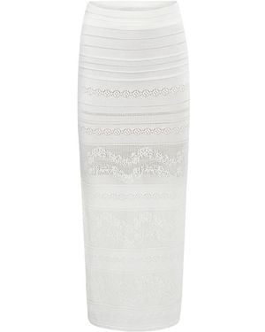 Twinset Pointelle-Knit Pencil Midi Skirt - White
