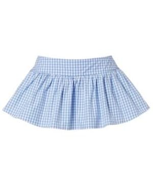 ShuShu/Tong Gathered Gingham Cotton Skort - Blue