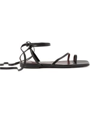 STAUD Nicola Lace-Up Leather Sandals - White