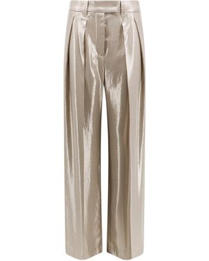 Brunello Cucinelli Laminated-Effect Belt-Looped Pants - Natural