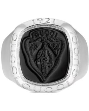 Gucci Crest Signet Ring - Black