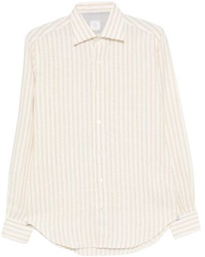 Eleventy Striped-Pattern Shirt - White