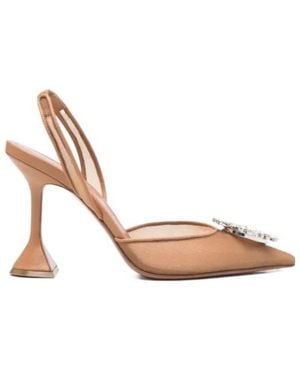 AMINA MUADDI Pointed-Toe Ankle-Wrap High Heels - Metallic