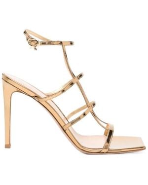 Gianvito Rossi Strap Squaretoe Sandals - Metallic