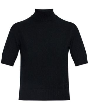 Dolce & Gabbana Dg Logo Embroidered Turtleneck Knitted Top - Black