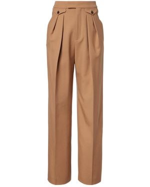 Chloé High-Rise Wool Wide-Leg Pants - Brown