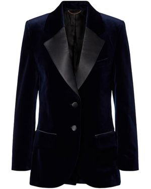 Victoria Beckham Lapel Collar Long-Sleeved Blazer - Blue