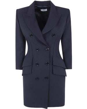 Elisabetta Franchi Double-Breasted Coat Dress - Blue