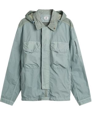 C.P. Company Flatt Nylon Mixed Goggle Overshirt - Blue