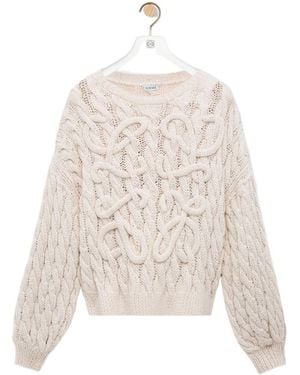 Loewe Anagram Cable Knitted Sweater - Natural