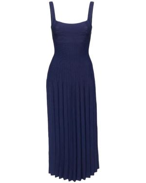 STAUD Ellison Pleated Midi Dress - Blue