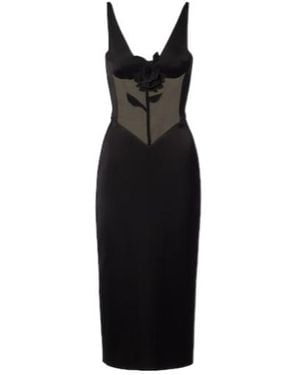 David Koma Floral-Appliqué Satin And Taffeta Gown - Black