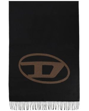 DIESEL S-Tevie Oval-Logo Fringed Scarf - Black