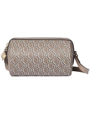 Gucci Gg Supreme Canvas Cylindrical Shoulder Bag - Gray