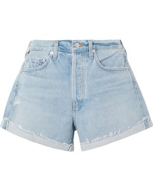 Citizens of Humanity Net Sustain Annabelle Distressed Organic Denim Shorts - Blue