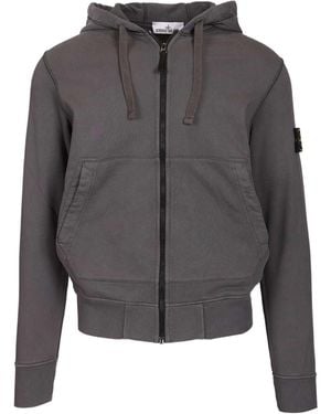 Stone Island Zip-Up Drawstring Hoodie - Grey
