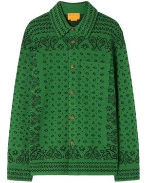 Guest In Residence Wild Rag Paisley-Print Knitted Shirt Jacket - Green