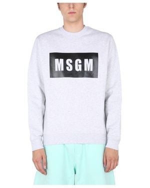 MSGM Logo-Print Cotton Sweatshirt - White