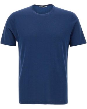 Kangra Cashmere Kangra Crew Neck Cotton T-Shirt - Blue