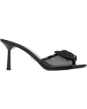 Prada Mule Heeled Sandals - Black
