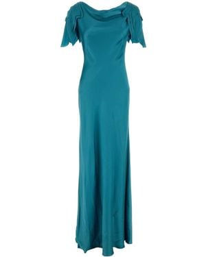 Alberta Ferretti Satin Dress - Blue