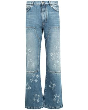 Amiri Ma Quad Carpenter Floral-Detail Denim Jeans - Blue
