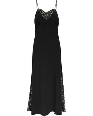 Chloé Lace-Trimmed Silk Midi Dress - Black