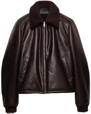 Prada Leather And Shearling Jacket - Black