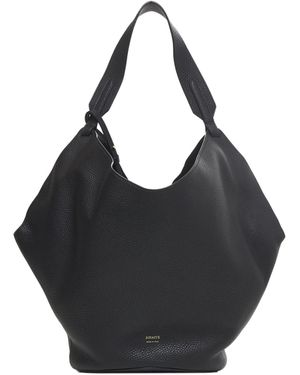 KHAITE Lotus Leather Medium Tote Bag - Black