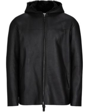 Emporio Armani Long-Sleeved Leather Jacket - Black