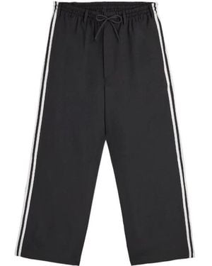 Y-3 Mid Rise Side-Stripe Drawstring Trousers - Black