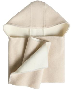 Brunello Cucinelli Hooded Wool And Cashmere Knit Scarf - White
